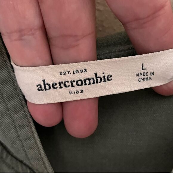 Abercrombie Kids Army Green Hooded Snap Front Utility Jacket Coat Size Large - Picture 3 of 9